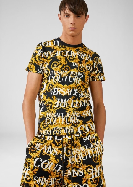 Versace Logo Baroque Print Cotton T-shirt Herr - 329056BQP